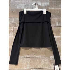 Girls Off-Shoulder Ribbed Top NWT – Black Long Sleeve (XL‎ 14)